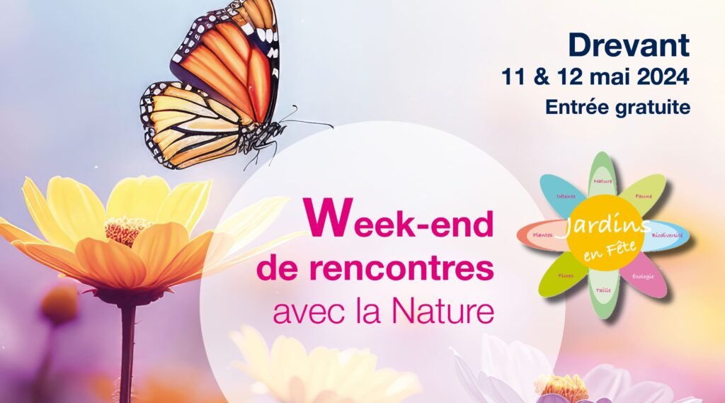 AFFICHE PAPILLON ET FLEUR LOGO FETE DES PLANTES 2024